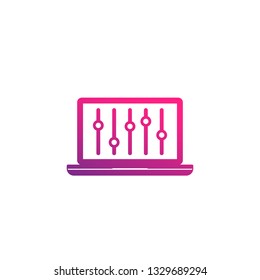 Eq, slider bar icon with laptop