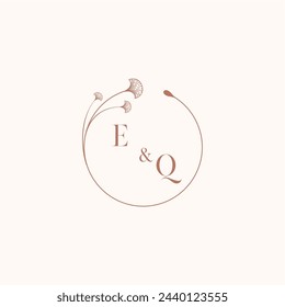 Diseños de logotipo de monograma de boda EQ como inspiración