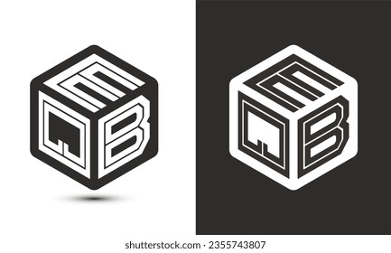 EQB letter logo design with illustrator cube logo, vector logo modern alphabet font overlap style. Premium Business logo icon. White color on black background