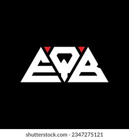 EQB triangle letter logo design with triangle shape. EQB triangle logo design monogram. EQB triangle vector logo template with red color. EQB triangular logo Simple, Elegant, and Luxurious design.