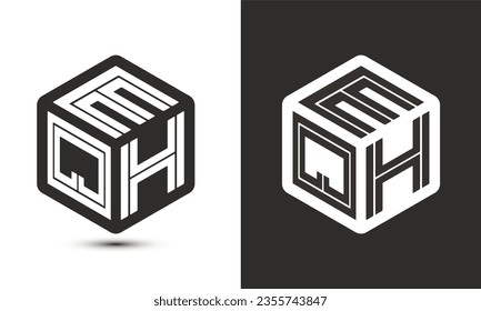 EQH letter logo design with illustrator cube logo, vector logo modern alphabet font overlap style. Premium Business logo icon. White color on black background