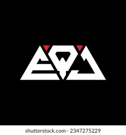 EQJ triangle letter logo design with triangle shape. EQJ triangle logo design monogram. EQJ triangle vector logo template with red color. EQJ triangular logo Simple, Elegant, and Luxurious design.