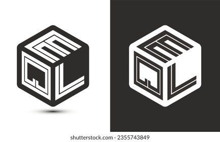 EQL letter logo design with illustrator cube logo, vector logo modern alphabet font overlap style. Premium Business logo icon. White color on black background