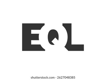 Design do logotipo da EQL. Letra inicial E Q L estilo de fonte em negrito para start-ups de tecnologia, consultoria, marca corporativa. Nome criativo da empresa, manchetes identidade tipográfica, logotipo moderno. Ilustração vetorial.