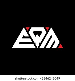 EQM triangle letter logo design with triangle shape. EQM triangle logo design monogram. EQM triangle vector logo template with red color. EQM triangular logo Simple, Elegant, and Luxurious design.