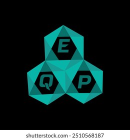 Logotipo minimalista creativo de la letra de EQP. Diseño de logotipo de letra de alfabeto de iniciales de Vector únicas de EQP
