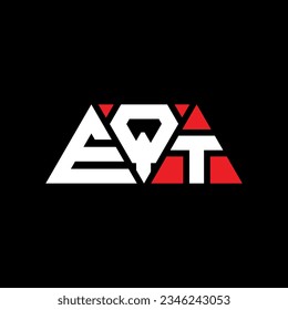 EQT triangle letter logo design with triangle shape. EQT triangle logo design monogram. EQT triangle vector logo template with red color. EQT triangular logo Simple, Elegant, and Luxurious design.