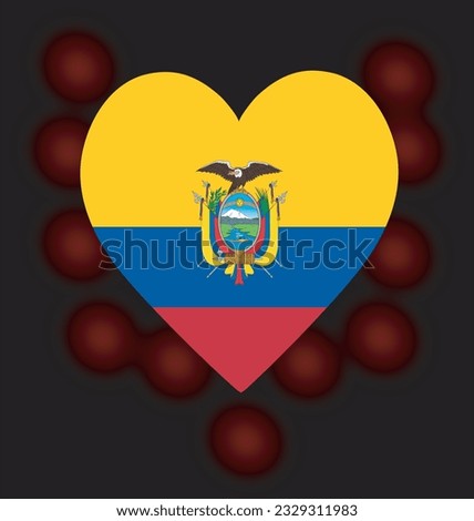 Equador flag heart. vector illustration solated on black background