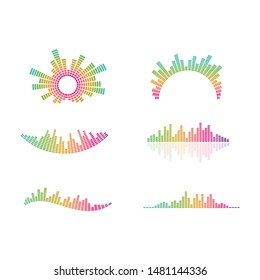 equaizer,sound waves  and sound effect ilustration logo vector icon template