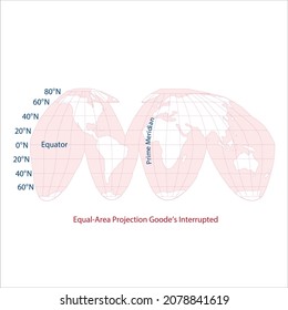 Equal - Area Projection Goode's Interruoted Map