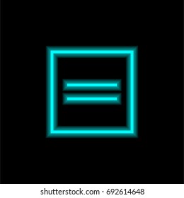 Equal blue glowing neon ui ux icon. Glowing sign logo vector