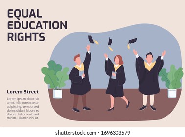 Gleiche Bildungs-Rechte Banner flache Vektorillustration Vorlage. College, Universitätsbroschüre, Poster Concept Design mit Cartoon-Figuren. Stipendienmöglichkeit horizontaler Flyer, Beilage mit Platz für Text
