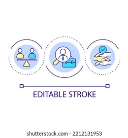 Equal Employment Opportunity Loop Concept Icon. Equitable Hiring Process Abstract Idea Thin Line Illustration. Diversity And Inclusion In HR. Isolated Outline Drawing. Editable Stroke. Arial Font Used