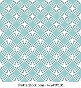 Equal, equidistant, tangent circles that they simulate to a latticework light ocean green and dark ocean green