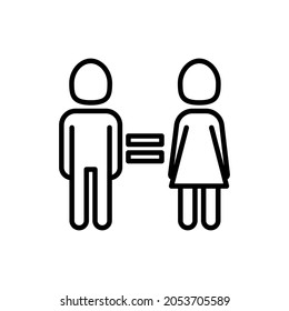 Equal gender rights thin line icon, woman and man are equal. Modern vector illustration.