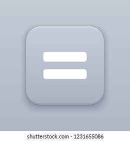 Equal, gray vector button with white icon on gray background