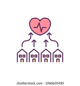 Equal Health Care RGB Color Icon. Safe And Healthy Environment Creation. Cardiovascular Diseases Prevention. Medical Treatment. Providing Equal Access To Health Services. Isolated Vector Illustration