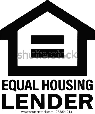 Equal Housing Lender House Icon Black and White Bold Vector Symbol Illustration