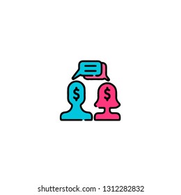 Equal icon, flat design line art thin style, International Women's Day signs and symbols, Feminismin fographics . Colorful icon on a white background, Vector illustration