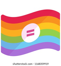 Equal icon on rainbow flag vector illustration in flat color design