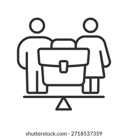 Icono de igualdad de oportunidades en el diseño de línea. igualdad, equilibrio, equidad, trabajo, personas, inclusión, justicia en el Vector de fondo blanco. icono de trazo editable de igualdad de oportunidades