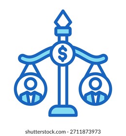 Ilustración vectorial de estilo de color azul de icono de igualdad de pago