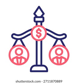 Ilustración vectorial de estilo de color de línea de icono de igualdad de pago