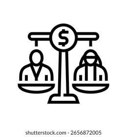 Vector de icono de línea de pago igual. signo de pago igual. símbolo de contorno aislado ilustración negra