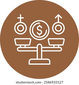 Equal Pay Outline Circle Style Icon Design