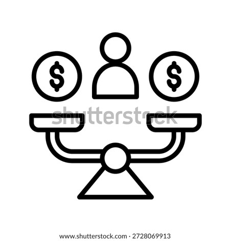 Equal Pay Outline Icon Vector Illustration