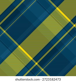 Comprobación textil a cuadros iguales, fondo de textura de Vector de paquete. Patrón de tela sin costuras de tartán de baldosas en paleta de colores oscuros y cian.