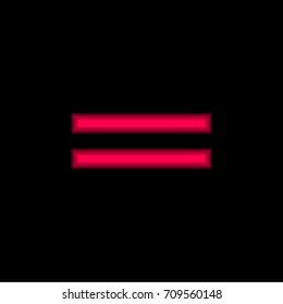 Equal red glowing neon ui ux icon. Glowing sign logo vector