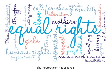 Equal Rights word cloud on a white background. 