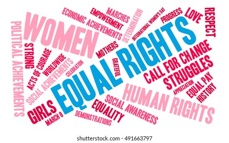 Equal Rights word cloud on a white background. 