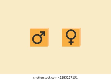 Equal sign between symbols of men and women. concept for gender equality