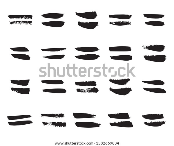 Equal Signs.\
Collection of 20 Black Hand Painted Equal Signs Isolated On a White\
Background. Vector\
Illustration