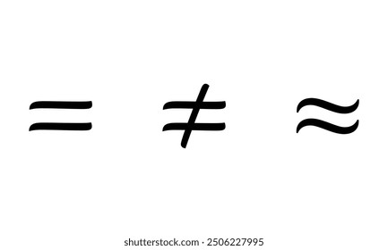 Equal to, not equal to and equal approximately symbol in mathematics