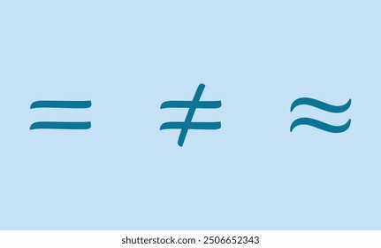 Equal to, not equal to and equal approximately symbol in mathematics