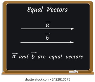 Equal Vectors on a black chalkboard. Education. Science. Formula. Vector illustration.