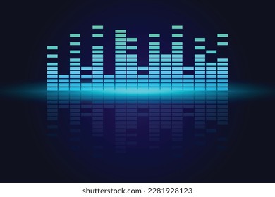 Equaliser neon wave. Audio eq soundwaves. Music bat background. Abstract vector illustration.