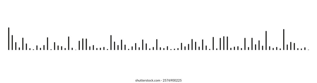 Equaliser symbol. Voice message mockup. Audio chat speech sound wave icon. Element for mobile messenger, podcast online radio interface, music player, app. Waveform pattern layout on white background.