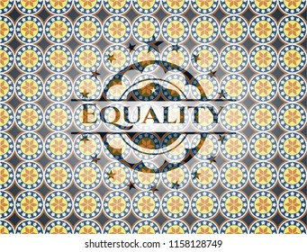 Equality arabic badge. Arabesque decoration.