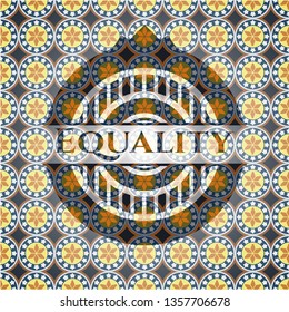 Equality arabic badge background. Arabesque decoration.