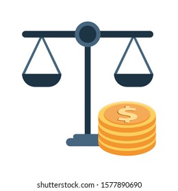 equality balance with coins dollars vector illustration design