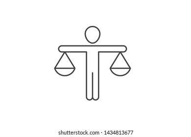 Equality or balance icon vector - equal justice sign with human icon