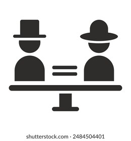 equality between men and women, balance symbol, flat vector illustration on white background