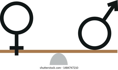 Equality between men and women represented on a scale.