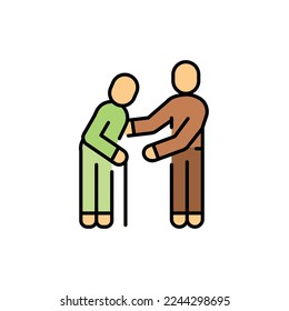 Equality between old and young color line icon. Multinational company. Diverse group of people. Vector illustration