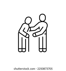 Equality between old and young color line icon. Multinational company. Diverse group of people. Vector illustration