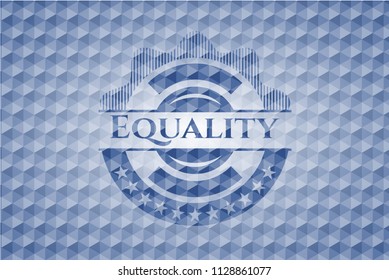Equality blue hexagon badge.